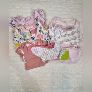 Carter’s Newborn & 3M Baby Girl Clothing Bundle Floral Pink 7pcs